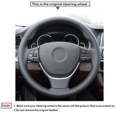 Custom PU Leather Hand Sew Wrap Steering Wheel Cover for BMW 6 Series 640i 650i