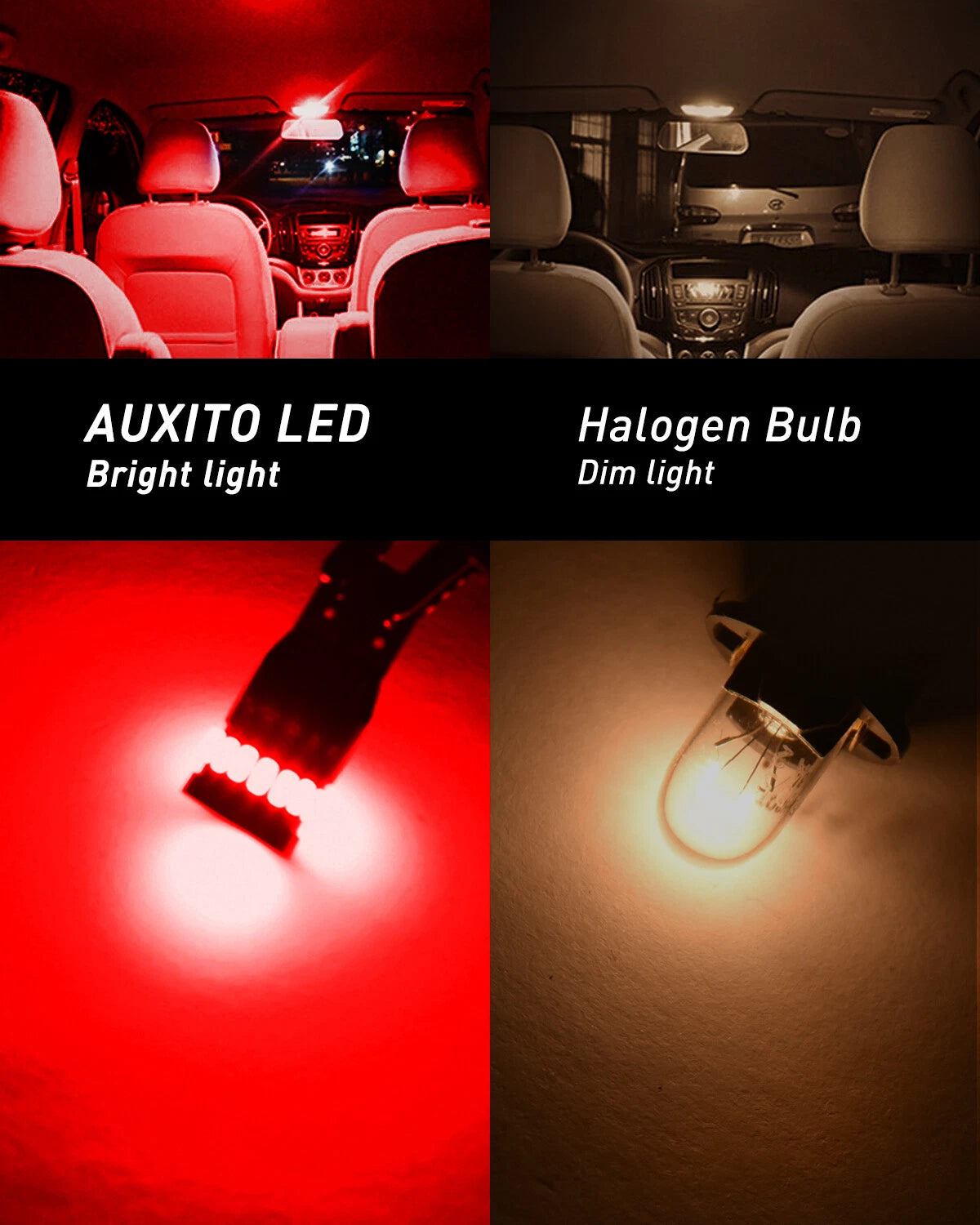 AUXITO T10 Red LED Inner Tail Light Bulb Super Bright 2825 168 192 194 175 2821 AUXITO