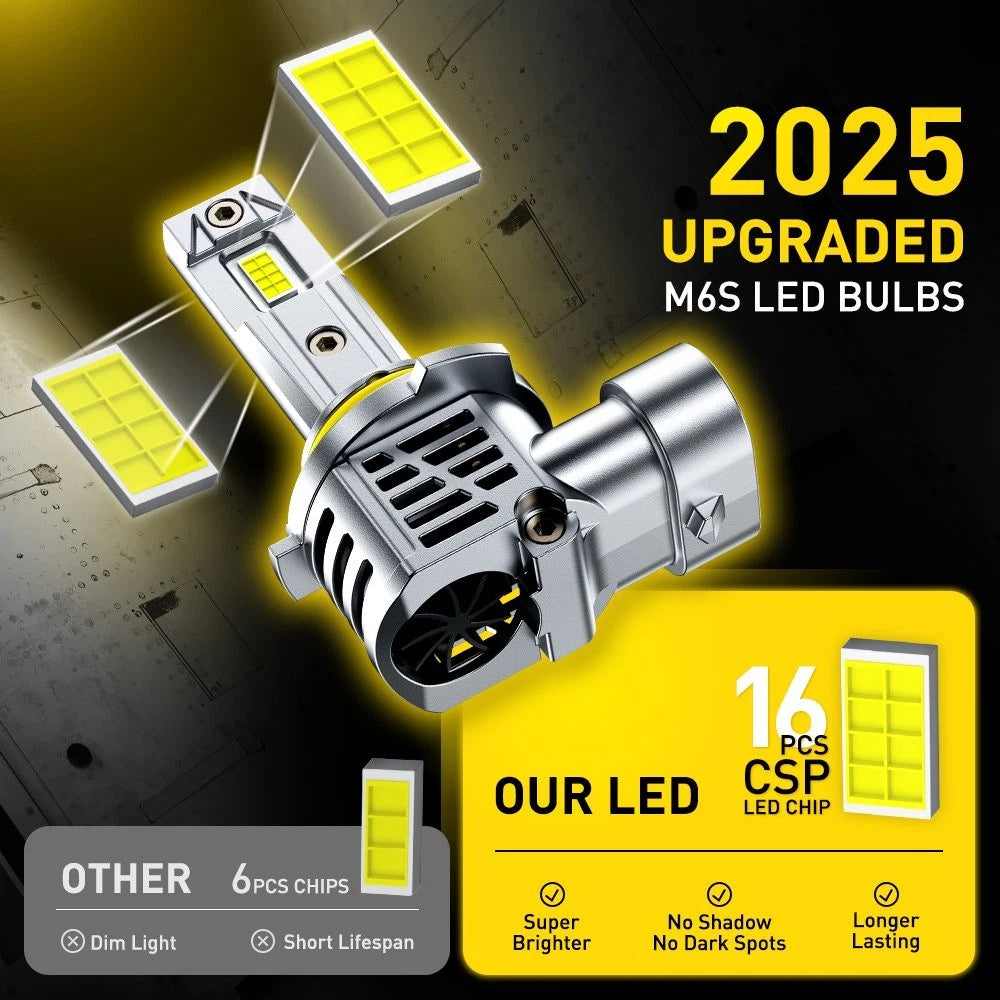 AUXITO Combo 4 9005 9006 LED Headlight Kit Bulbs High Low Beam White 60000LM M6S AUXITO