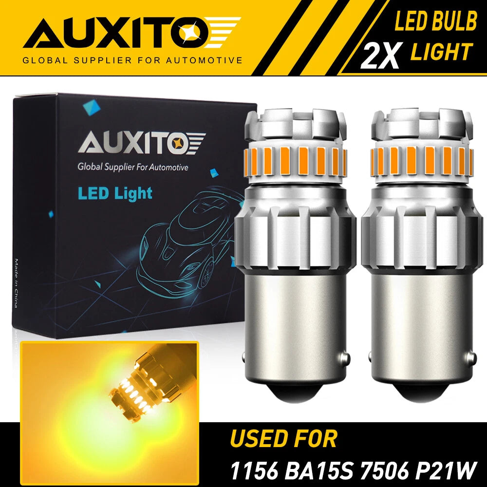 AUXITO BA15S 1156 Amber LED Turn Signal Light Bulb Error Free Hyper Flash 2F EOA AUXITO