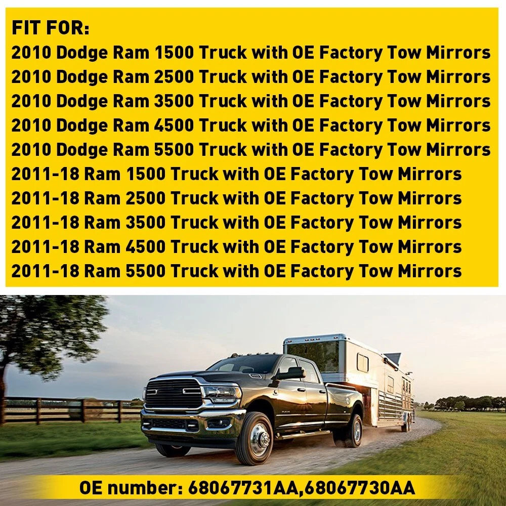 Left Right For Dodge Ram 1500 3500 2500 Tow Mirror Spotter lower Glass 2010-20 A 6B93BC-57