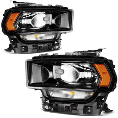 For 2024-2019 Ram 2500 3500 Black Housing Headlights Assembly Left+Right 6B93BC-57