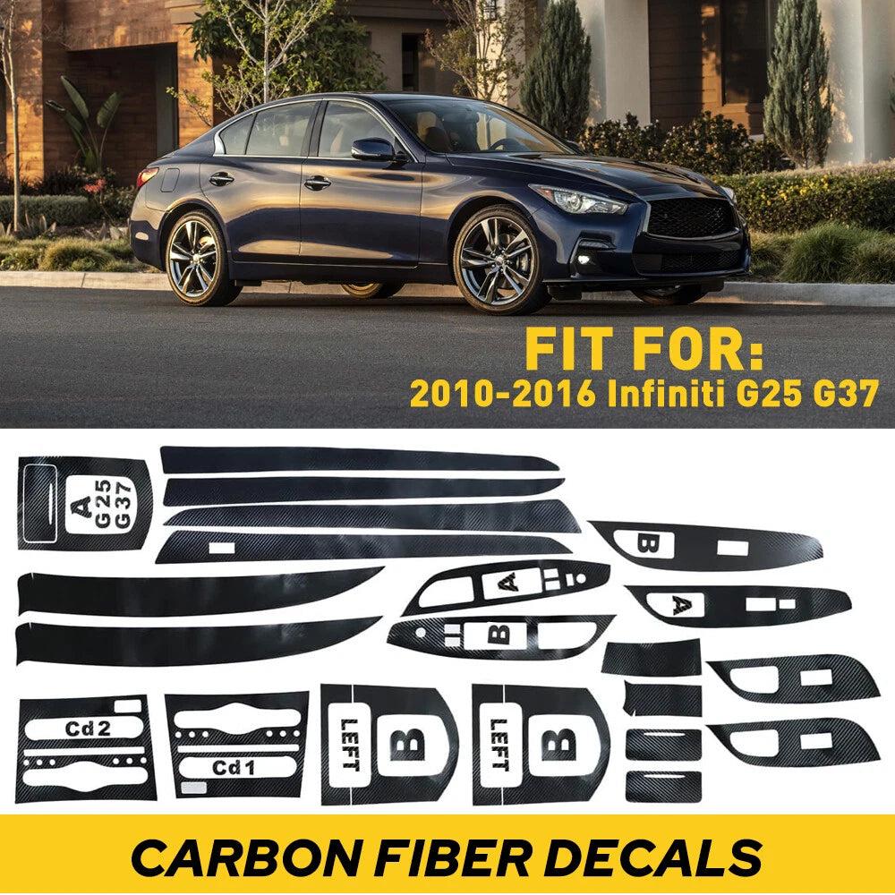 Carbon Fiber Full Interior Kit Cover Trim For Infiniti G37 Sedan 2010-2013 EOA 6B93BC-57