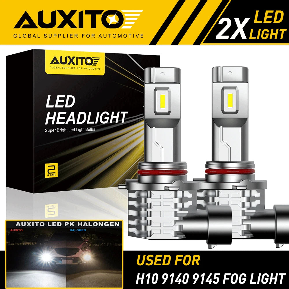 AUXITO H10 9145 9140 LED 100W Fog Driving Light Bulbs White 4000LM 6500K CANBUS AUXITO