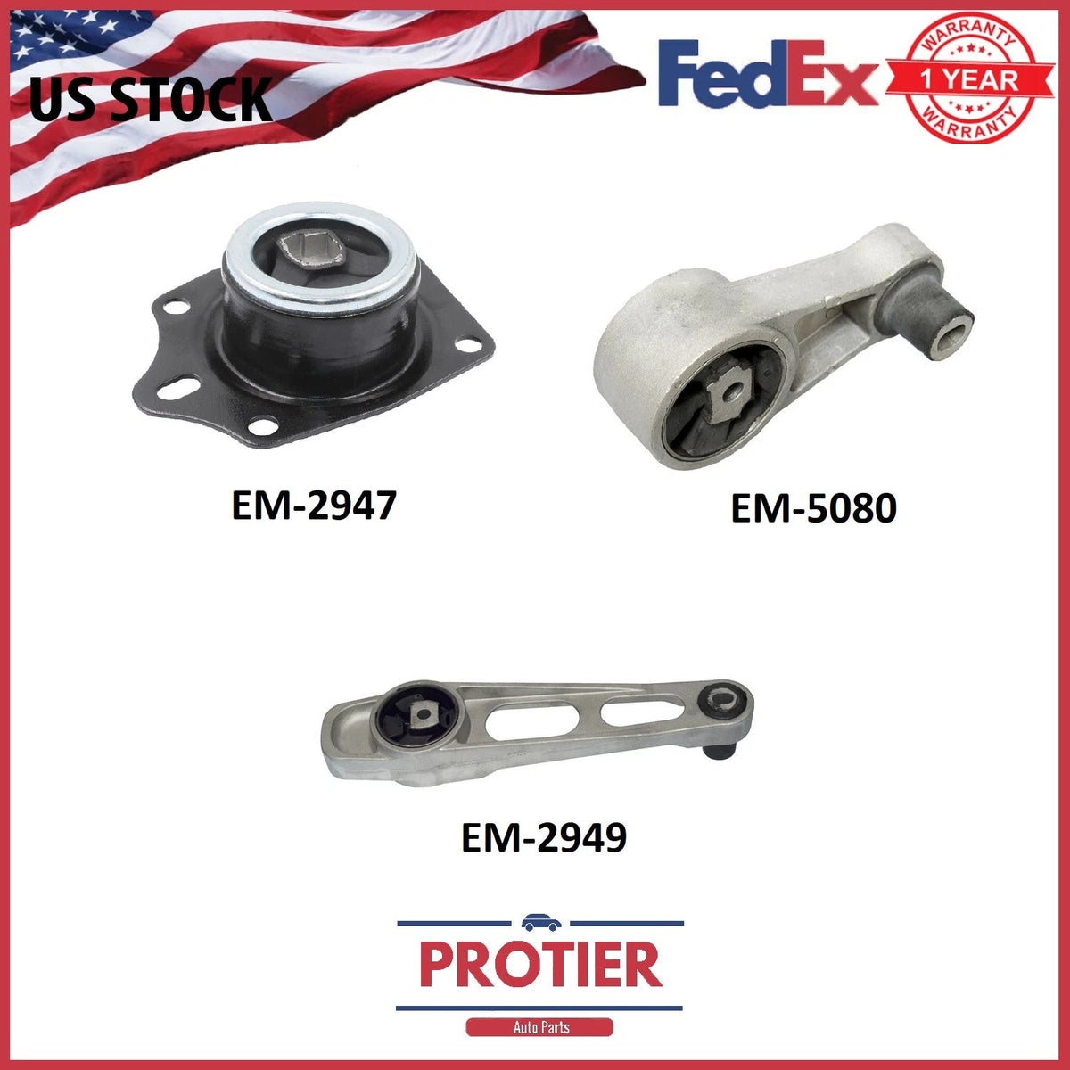 Fits Chrysler PT Cruiser 2001 - 2007 2.4L Manual Torque Strut & Engine Mount Set 6B93BC-57