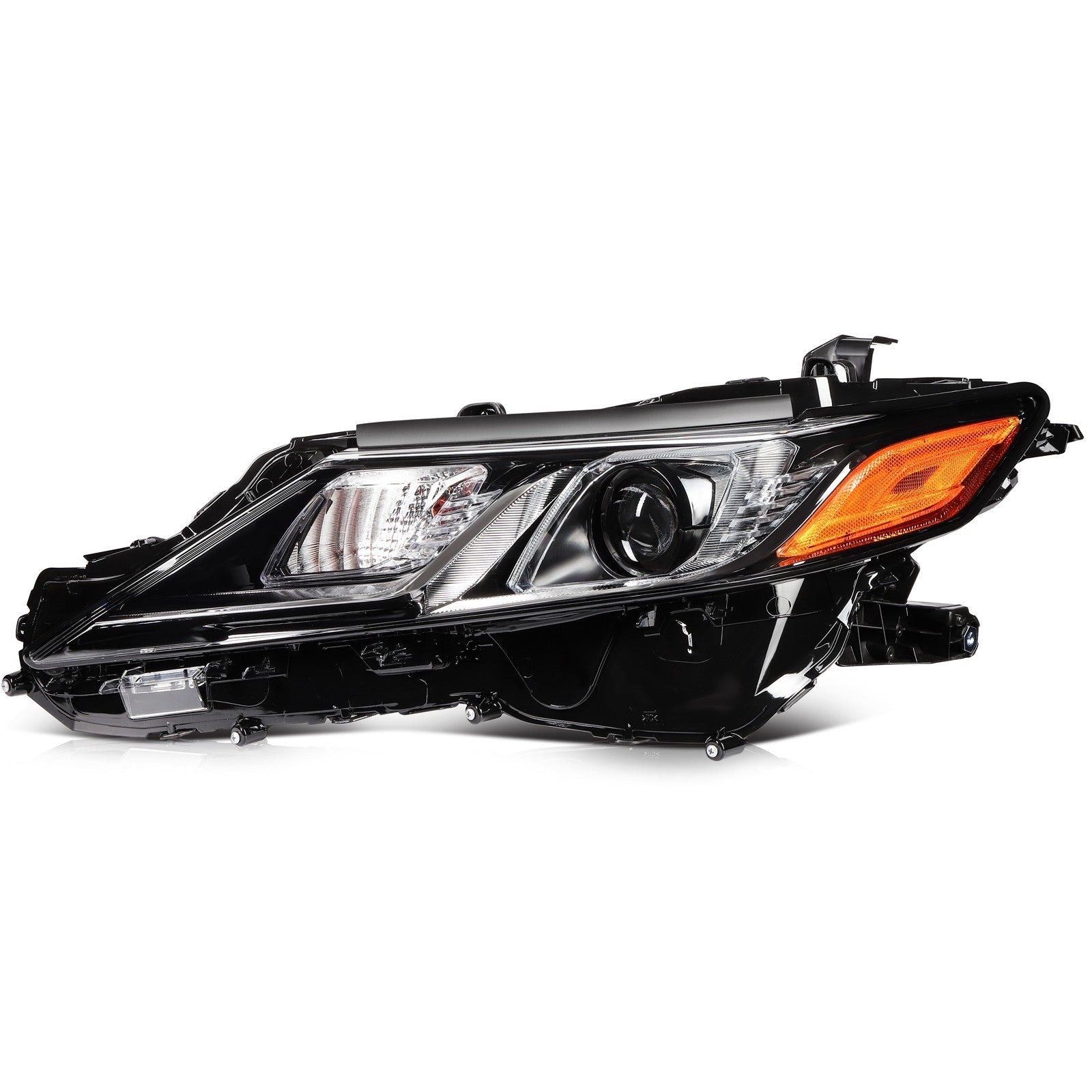 ECCPP LED Headlights Assembly For Camry L SE LE TRD 2018-2024 Pair Black Amber 6B93BC-57