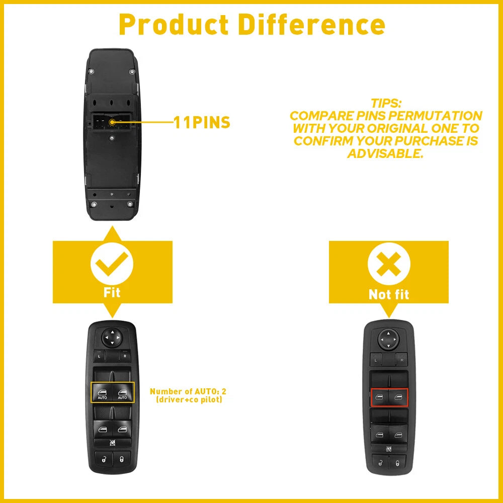 Driver Side Power Window Control Mirror Switch For Chrysler 300 Pacifica Charger 6B93BC-57