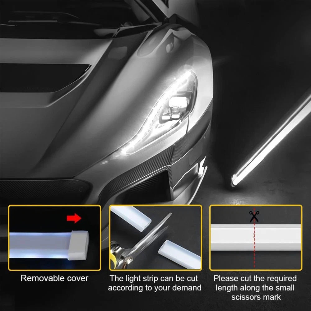 120cm 12V Car Hood Daytime LED Running Light Strip Waterproof Flexible Lamp DRL 6B93BC-57