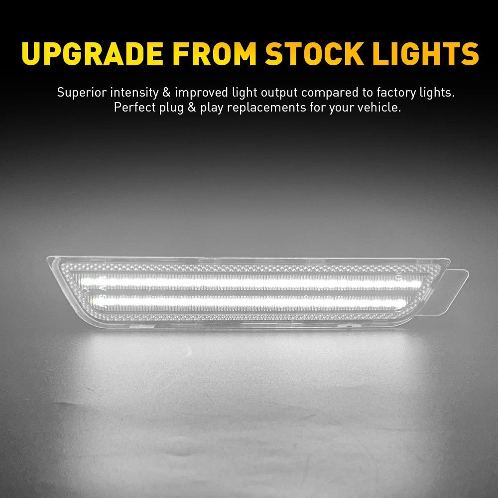 [WHITE LED] Front&Rear Fender 10-15 Lamp Chevy Camaro Chrome Marker Side Lights 6B93BC-57