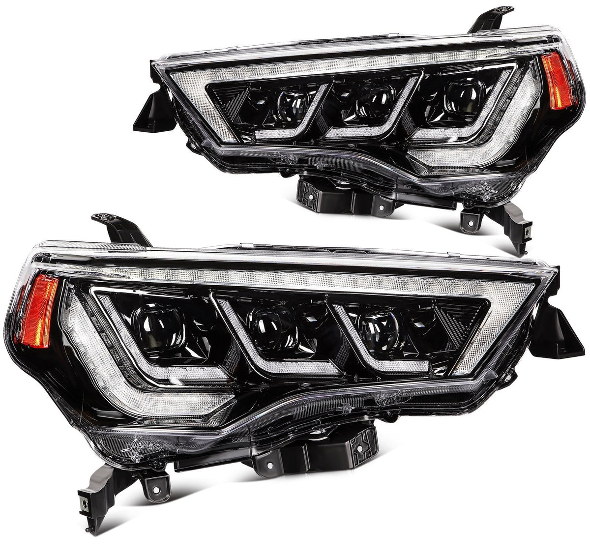 ECCPP LED Headlights Assembly For Toyota 4Runner 4.0L 2014-2021 Pair Black Amber 6B93BC-57