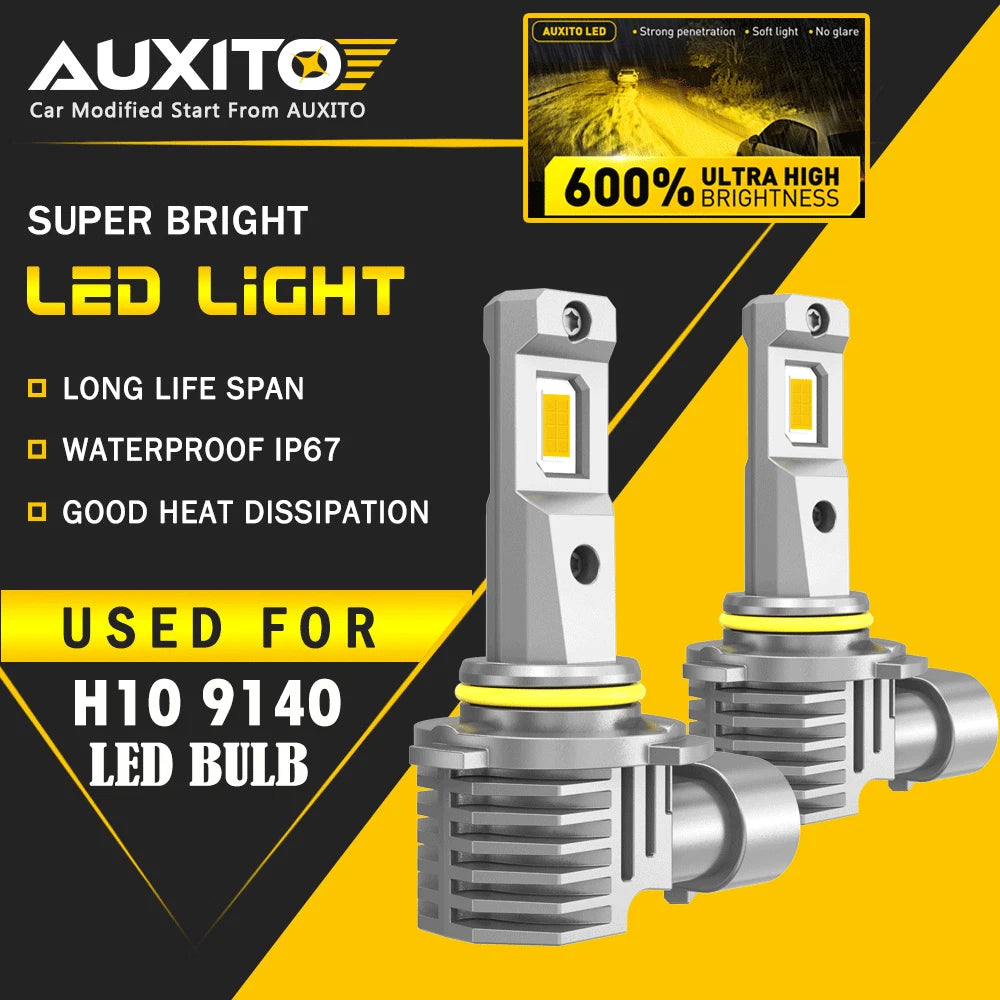 AUXITO 9145 H10 9140 LED Bulbs Fog Light YELLOW for Ford F-150 F-250 Super Duty AUXITO