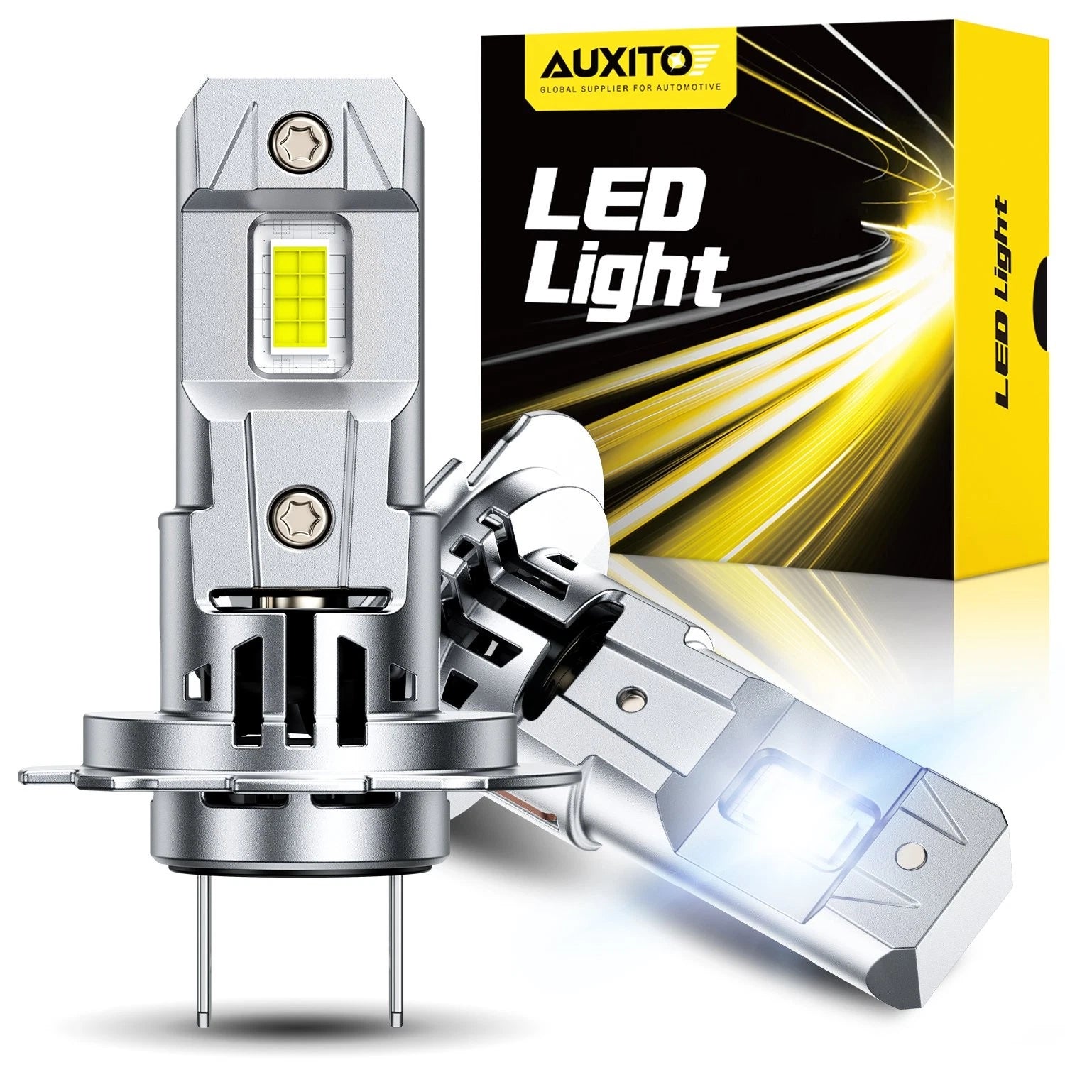 2X AUXITO H7 LED Headlight Bulb Kit High Low Beam 6500K Super White 30000LM M6S AUXITO