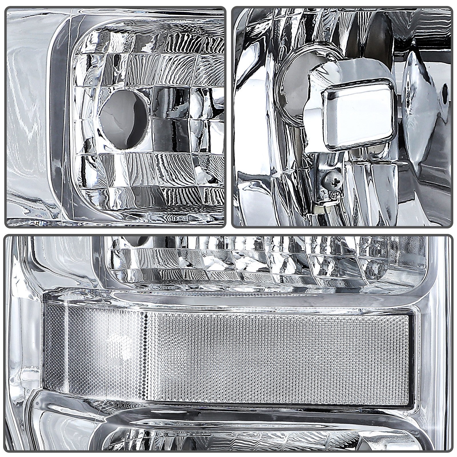 For 2008-2010 Ford F-250 F-350 F-450 F-550 Super Duty Pair Chrome Headlights 6B93BC-57