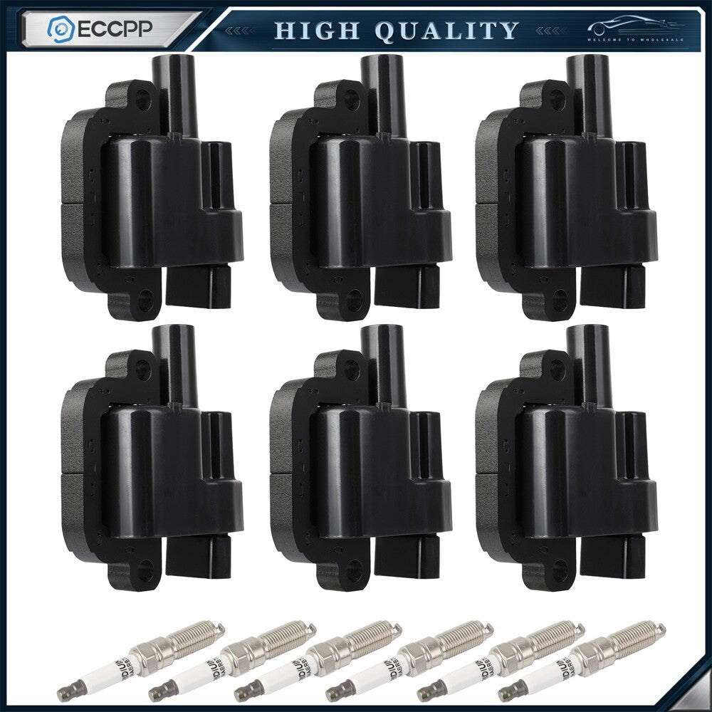 ECCPP 6 For 2005 2006 2007 Land Rover LR3 4.0L V6 Ignition Coil & Spark Plug 6B93BC-57