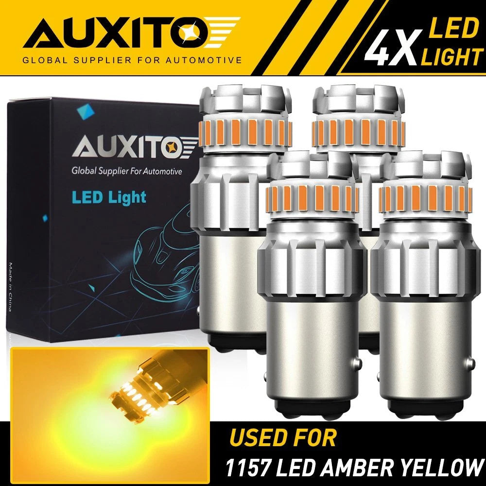 4X AUXITO 1157 Amber Yellow LED Front Turn Signal DRL Parking Light Bulbs 23SMD AUXITO