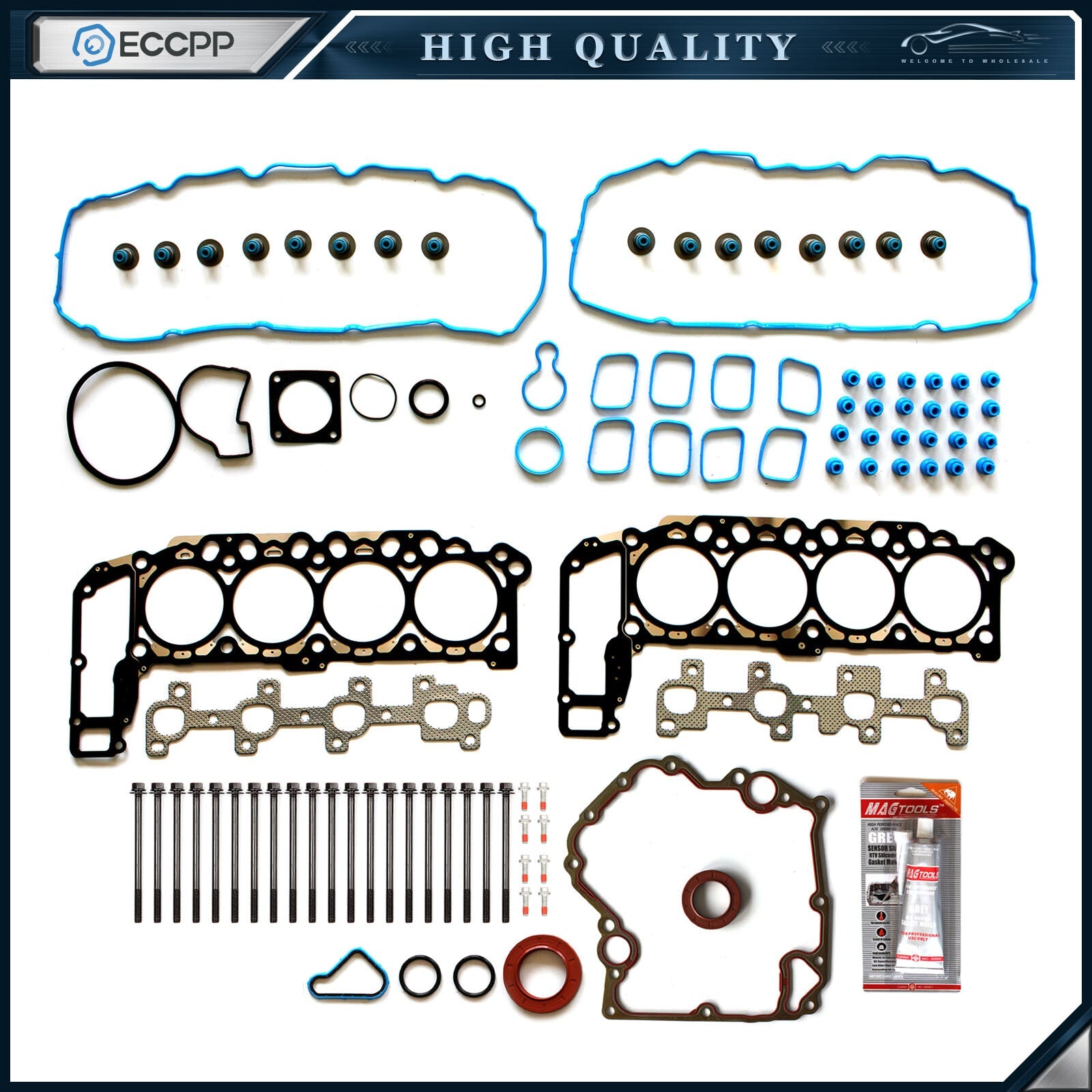 ECCPP Full Head Gasket Set Bolts For 1999-2003 Jeep Dodge 4.7L VIN Code N 6B93BC-57