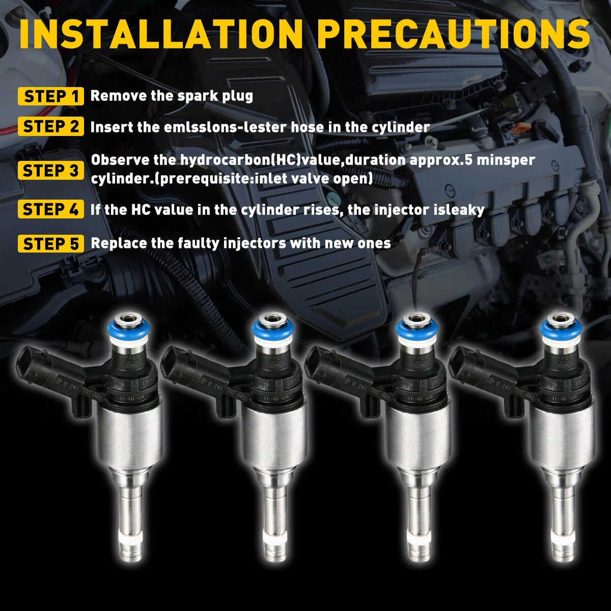 4PCS UPGRADE FUEL INJECTORS FOR AUDI VOLKSWAGEN 2008-2016 REPLACEMENT KIT AUXITO AUXITO