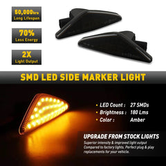 Smoked LED Fender Side Marker Light Turn Signal For BMW X3 F25 X5 E70 X6 E71 E72 6B93BC-57