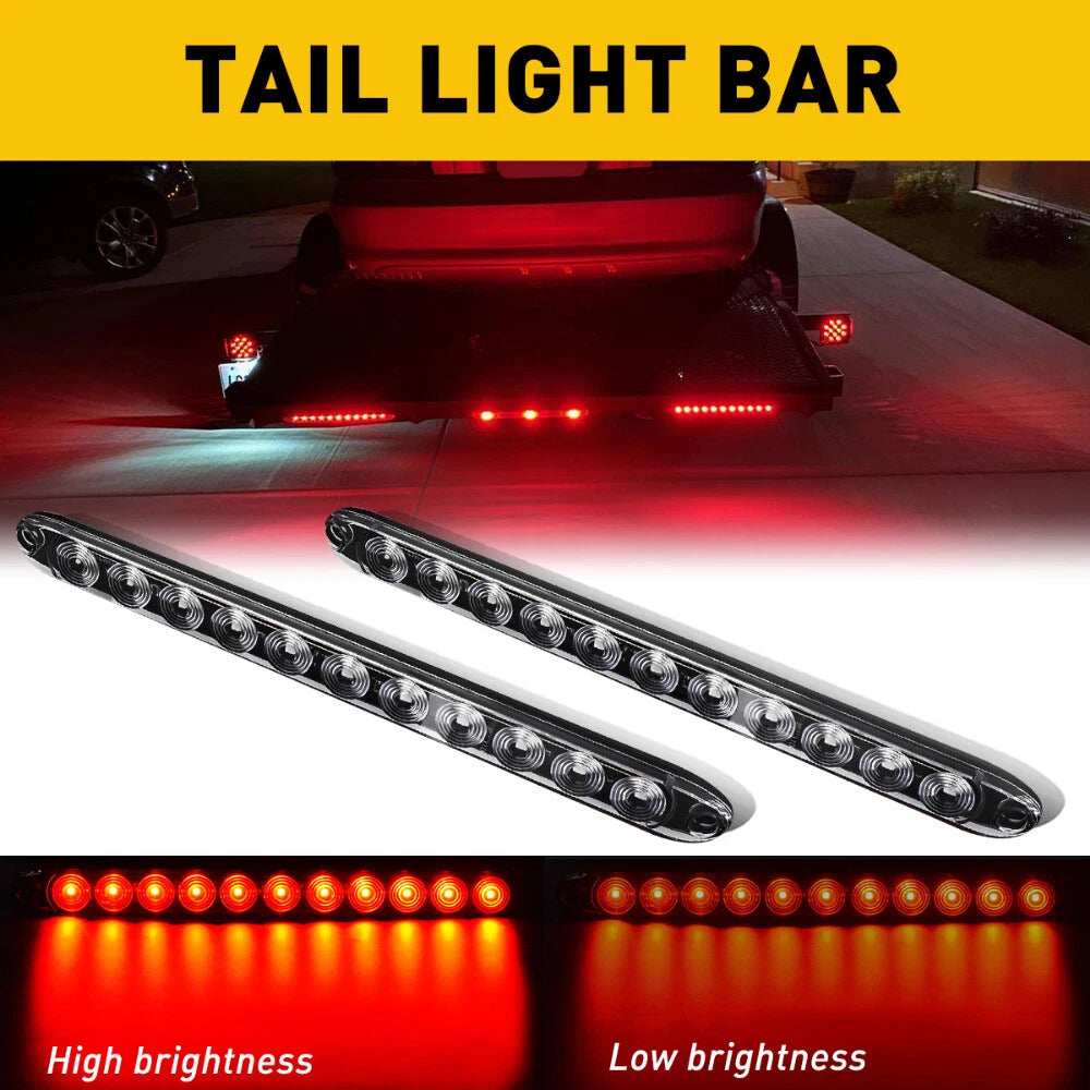 2pcs 15" Red 11 Trailer LED Truck RV Stop Tail Turn Rear Brake Light Bar Sealed 6B93BC-57