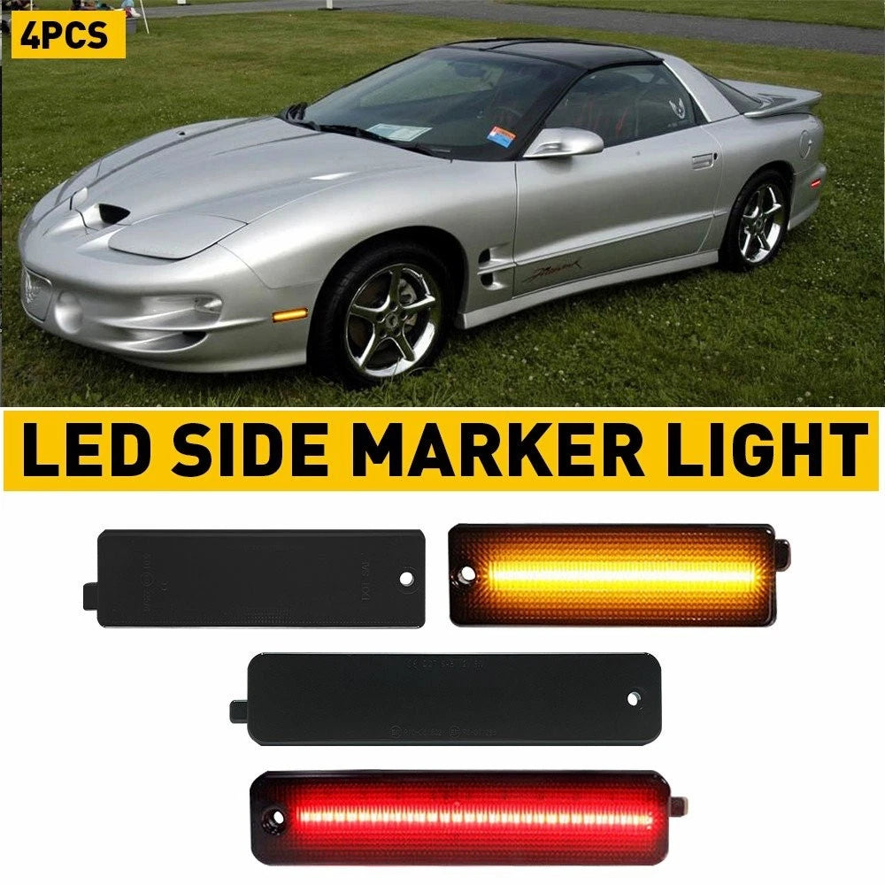 Fits 1998-2002 Pontiac Firebird Rear Front LED Side Marker Lights Bumper Smoked 6B93BC-57