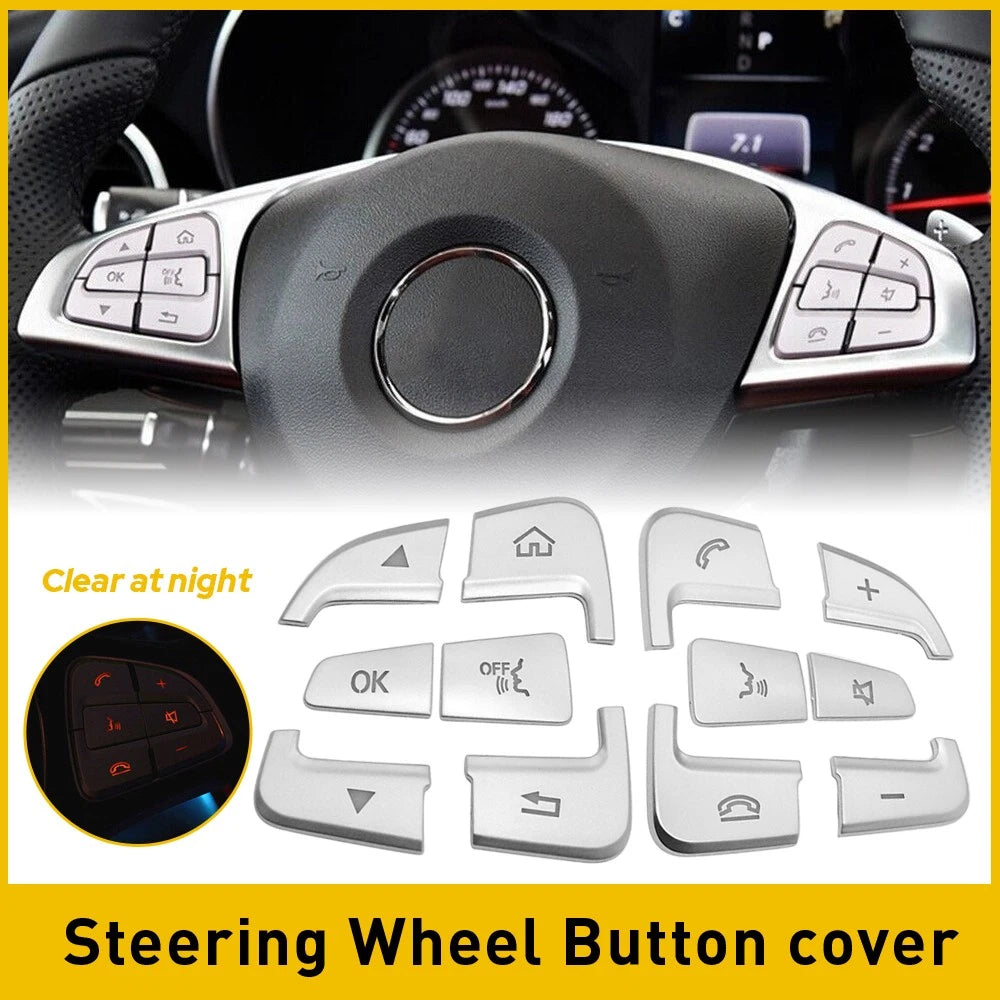 Steering Wheel Button Silver Trim For Mercedes Benz GLC C Class W205 2015-18 EOA 6B93BC-57