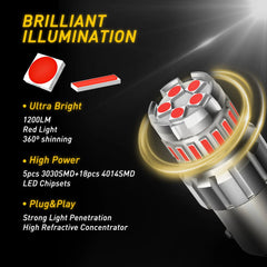 7506 1156 Error Free Red LED Brake Stop Light Lamp Bulb for Audi BMW VW Mercedes 6B93BC-57