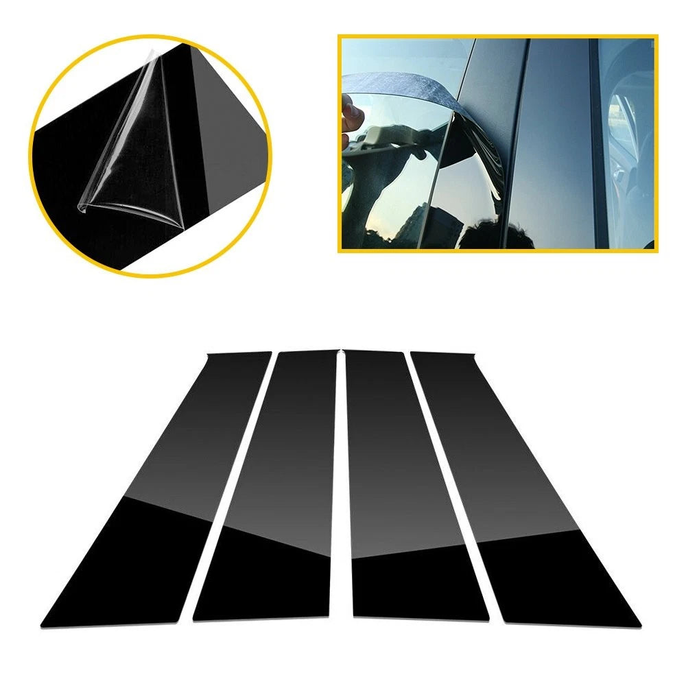 4X Black Gloss Pillar Post Decal Trim For Dodge Ram 2009-2018(Crew Cab/Quad Cab) 6B93BC-57