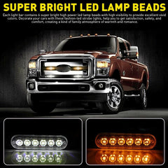 4PCS AMBER WHITE 6-LED STROBE LAMPS FLASHING WARNING LIGHTS FOR CAR TRUCK PICKUP 6B93BC-57