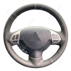 Black Leather Steering Wheel Stitch on Wrap Cover For Mitsubishi Outlander
