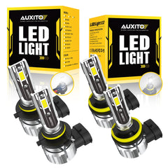 4X Auxito H11 9005 LED Headlight Bulbs High Low Beam Super Bright 48000lm E2 EOA AUXITO