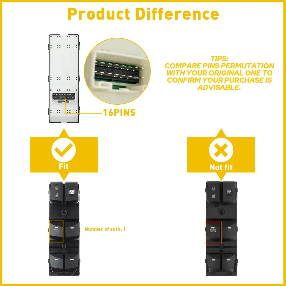 FOR Hyundai Elantra 2014 2015 2016 Left Driver Master Door Window Switch EOA 6B93BC-57