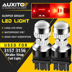 2X AUXITO 3156 3157 4057 LED Break Tail Light Stop Singal Bulb RED Light 54H EA AUXITO