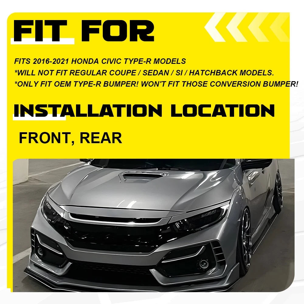 FOR 16-21 CIVIC TYPE R FK8 FACELIFT FRONT REAR BUMPER FOG LIGHT GARNISH COVER EA 6B93BC-57