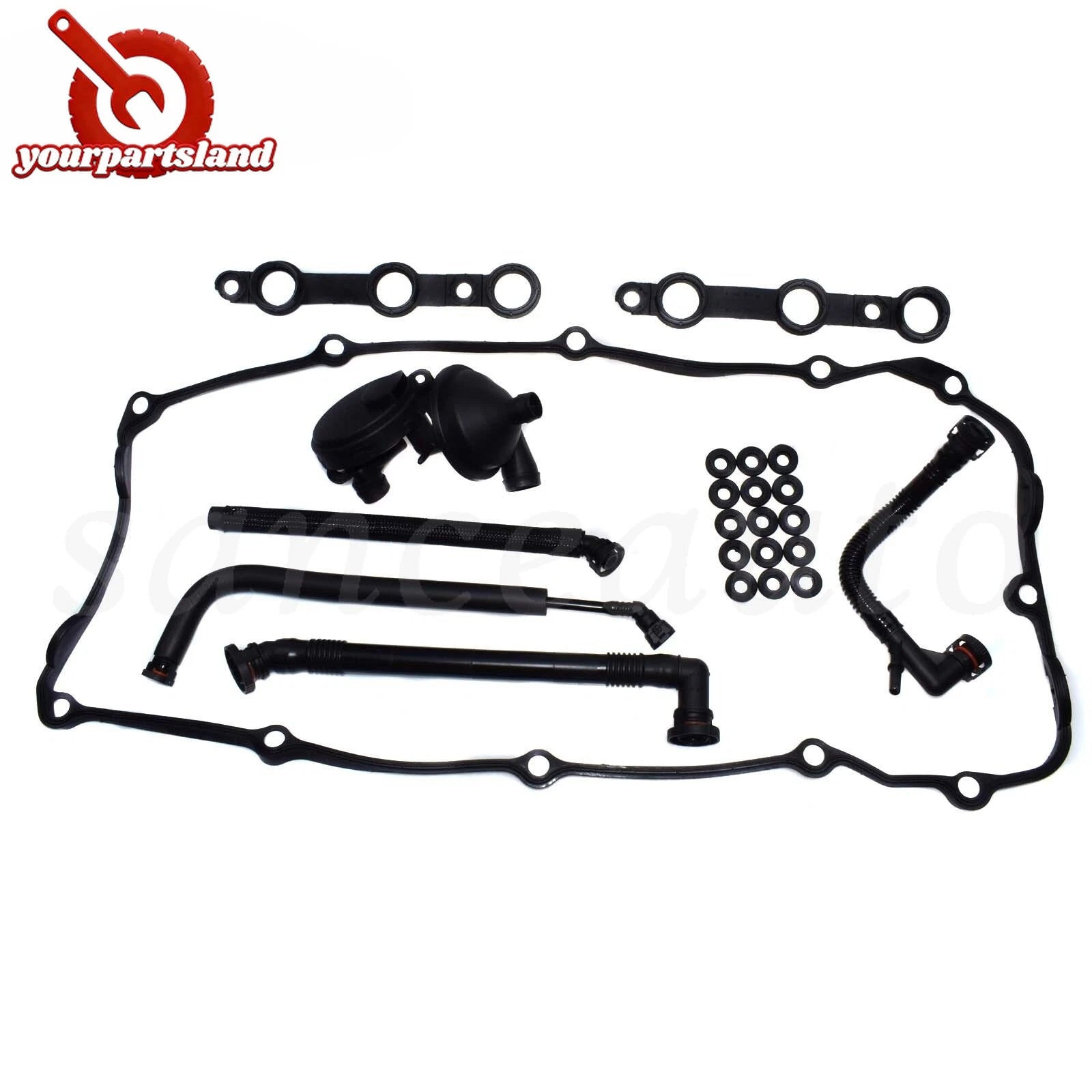 PCV Crankcase Vent Valve Breather Hose & Valve Cover Gasket Kit For BMW E46 325i 6B93BC-57
