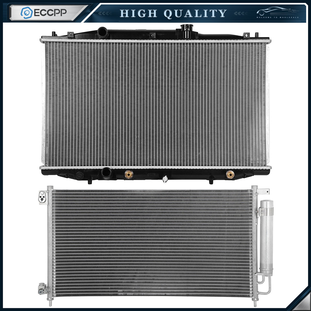 Aluminum Radiator & AC Condenser Cooling Kit For 07 Honda Accord