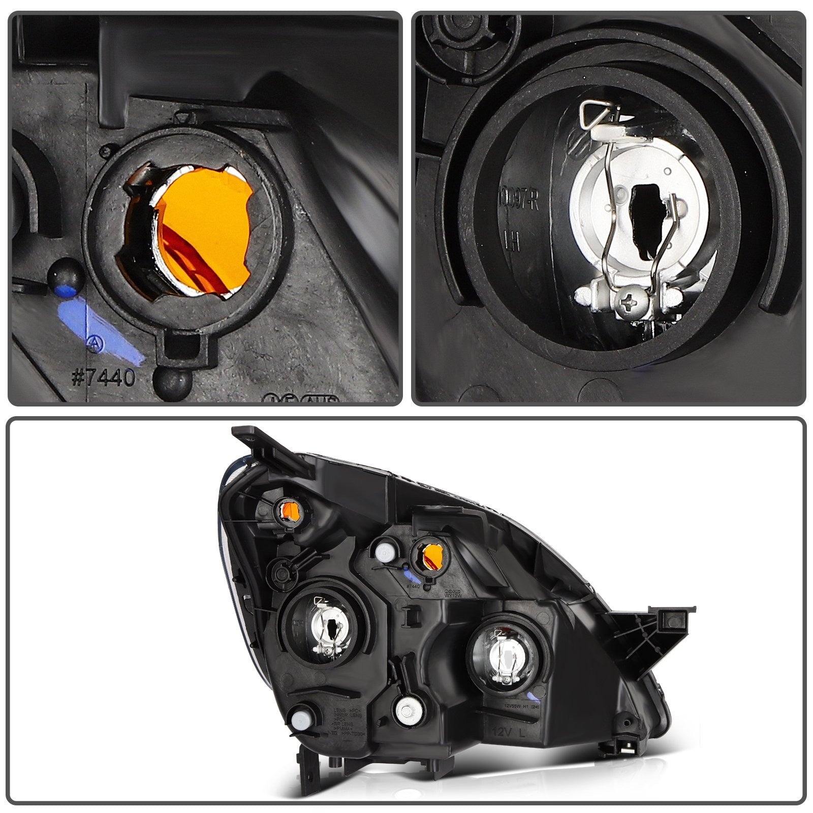ECCPP Headlights Assembly For Honda CR-V CRV 2.4L 2005-2006 Pair Chrome Amber 6B93BC-57