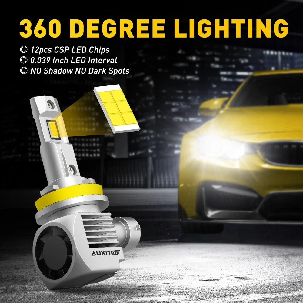 AUXITO LED Headlight Lamp H11 Low Beam Bulb Canbus Kit 24000LM White Bright Q16 AUXITO