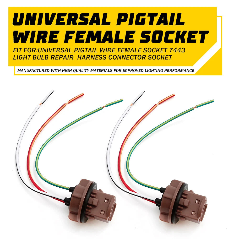 Pigtail Wire Female Socket 7443 Two Harness Brake Turn Signal Reverse backup EOA 6B93BC-57