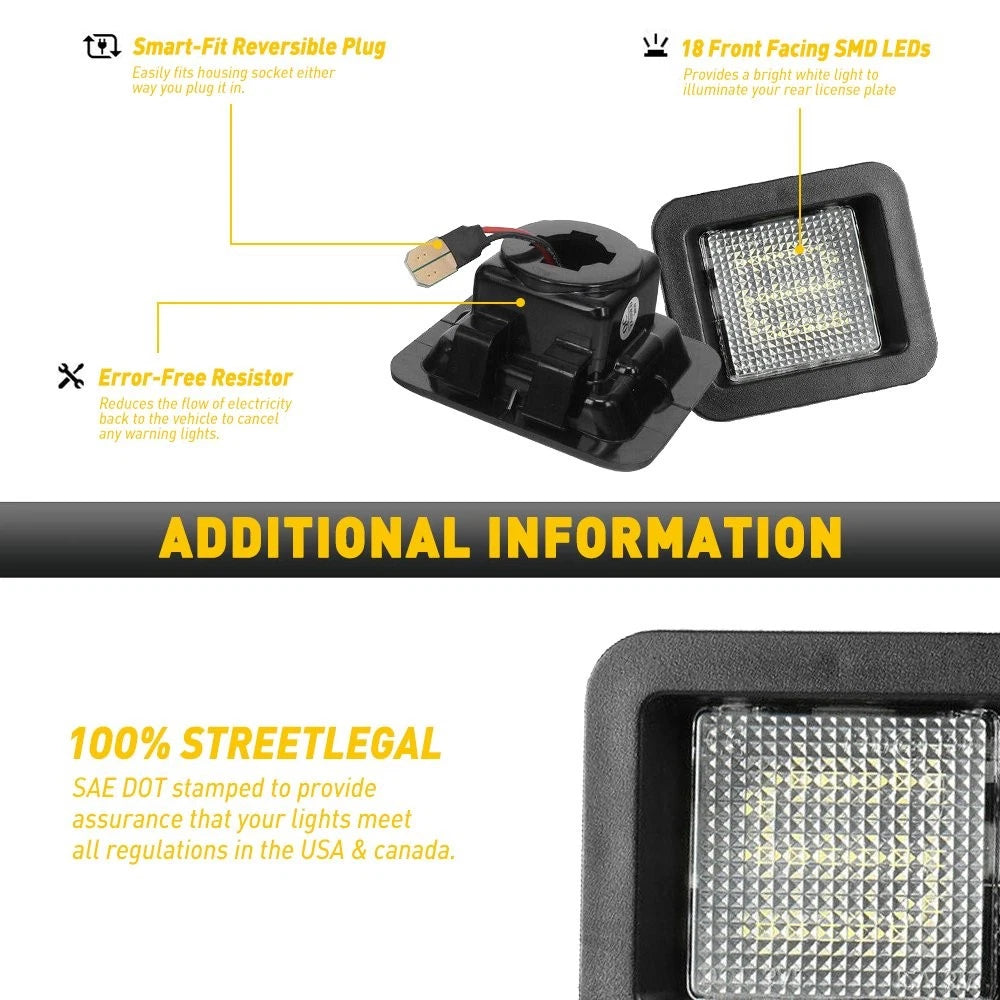 For 2015-2018 Ford F150 Clear LED License Plate Light Assembly Bulb Tag Lamp 6B93BC-57