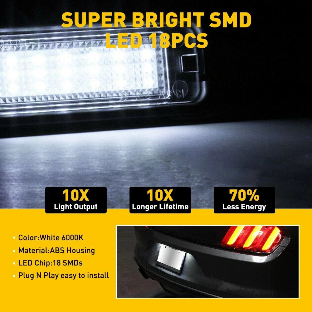 Car Rear LED License Plate Light Lamp Assembly For 2015-2021 Ford Mustang 6000K 6B93BC-57