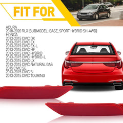 For 2013 2014 2015 Civic Honda Red Lens Rear Lower Bumper Reflector Left & Right 6B93BC-57