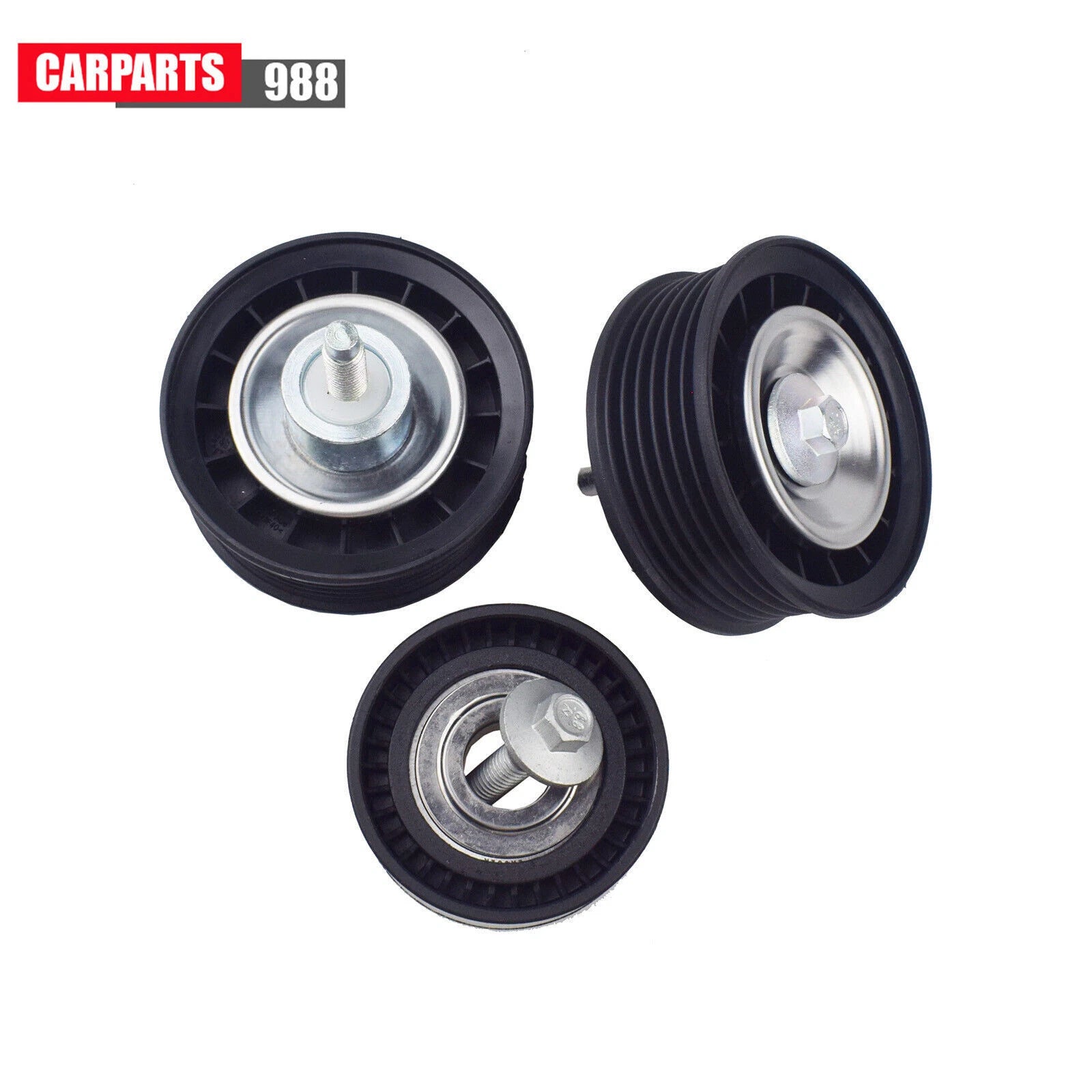 3Pcs Uppe Lower Drive Belt Idler Pulley Kit For 2012-17 Range Rover Evoque 2.0L 6B93BC-57