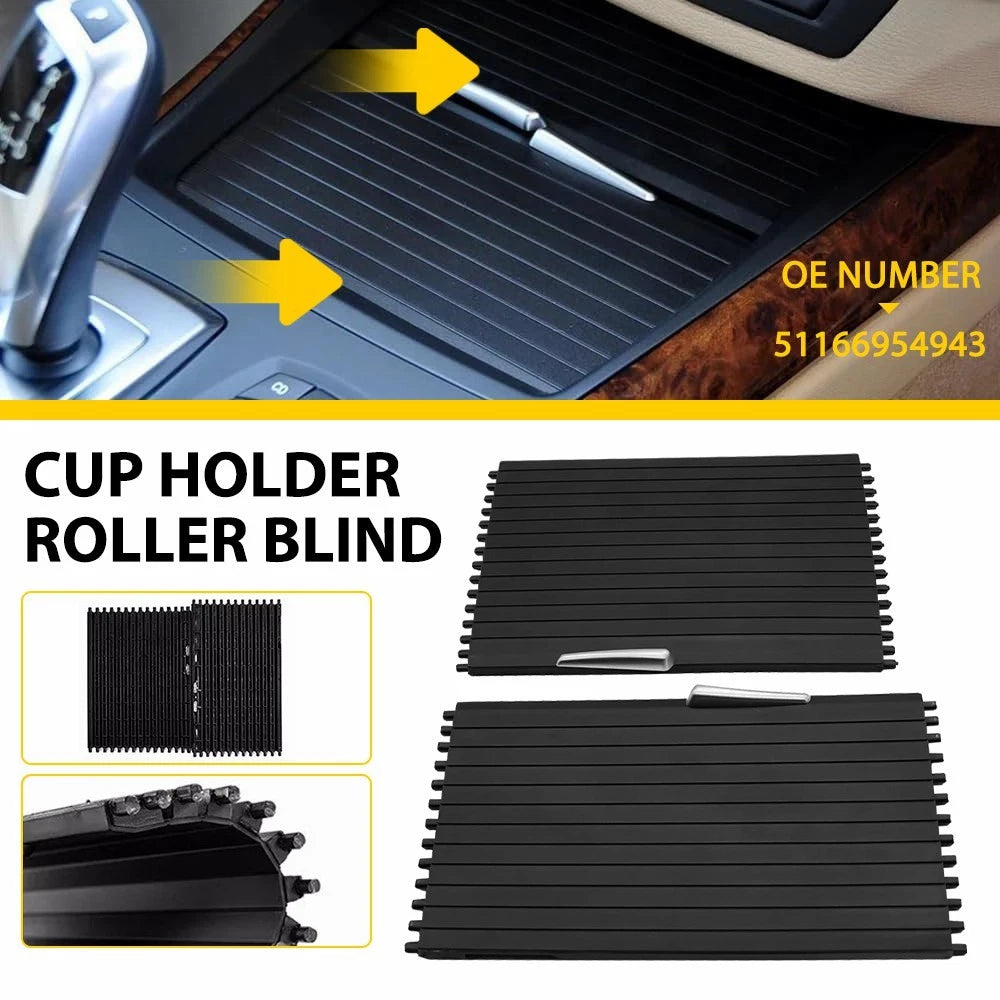 For 2007-2014 BMW X5 X6 E70 E71 2PC Console Cup Holder Roller Blind Cover Tray A 6B93BC-57