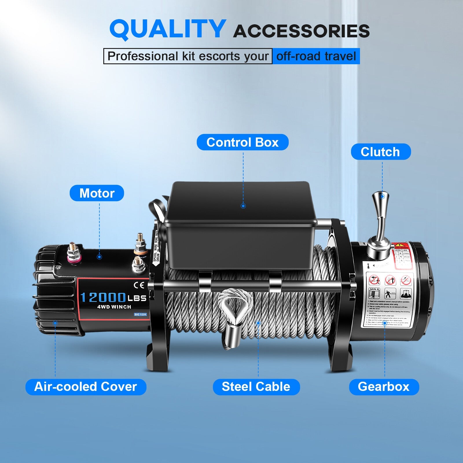 ECCPP 12V 12000LBS Electric Winch Steel Cable Truck Trailer Towing Off Road 4WD 6B93BC-57