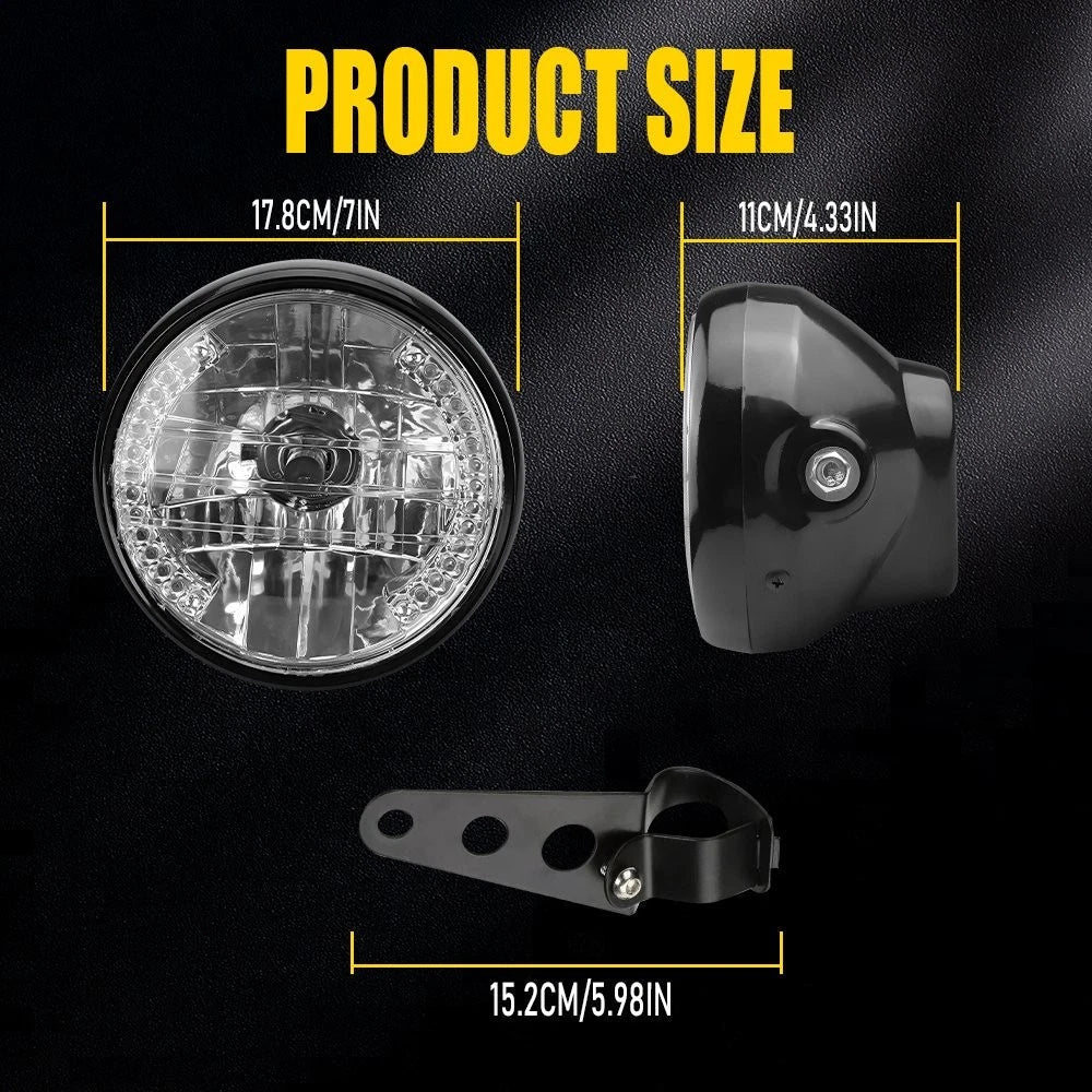 7" Motorcycle LED Headlight W/DRL Turn Signal Housing Bucket For Honda Yamaha EA 6B93BC-57