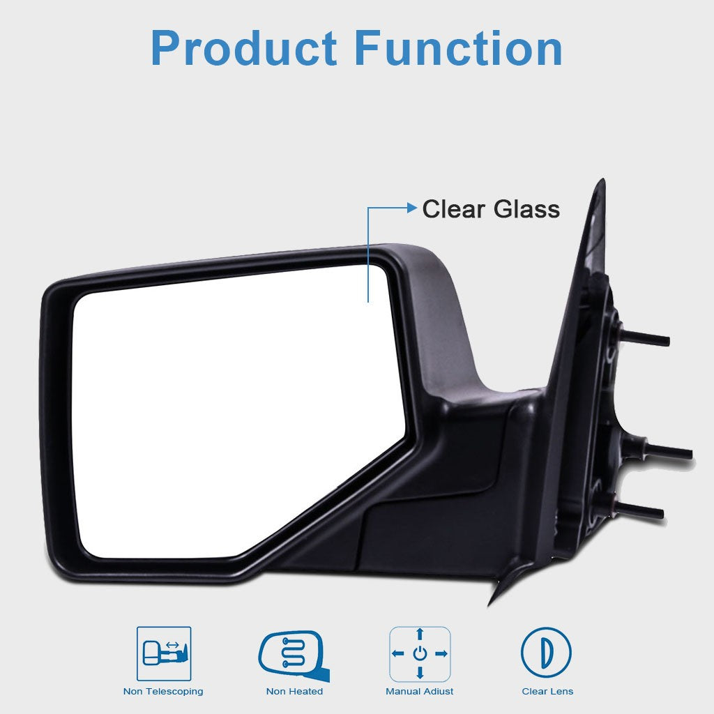 Pair Manual Mirrors For 06-11 Ford Ranger Pickup Black Manual Flod LH+RH Side 6B93BC-57