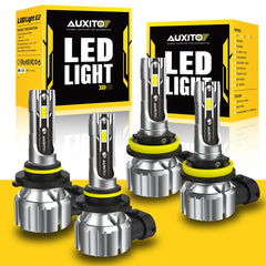 4x AUXITO 9005+H11 LED Headlight High Low Beam Bulbs Super White Bright Lamp EOA AUXITO