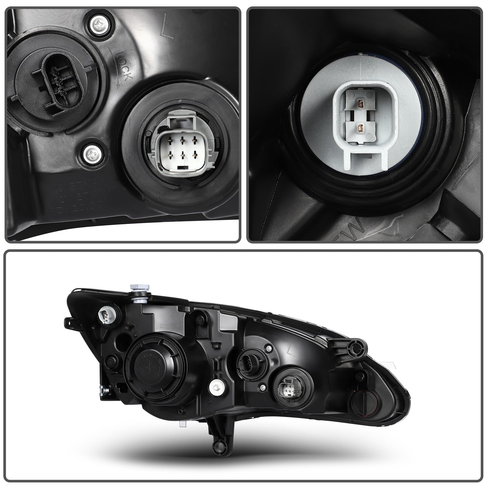 Pair Headlights Assembly Fits 2011-14 Chrysler 200 2.4L 3.6L Black w/Projector 6B93BC-57