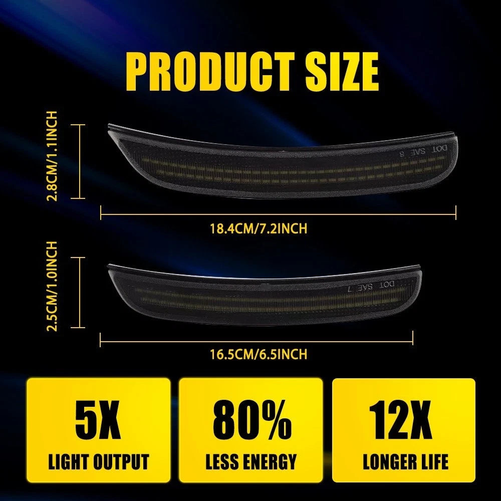For 2015-23 Dodge Charger Blue Front Rear LED Side Marker Light Smoked Dynamic A 6B93BC-57