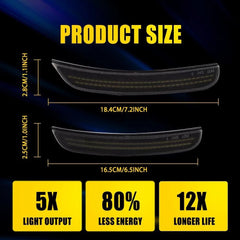 For 2015-23 Dodge Charger Blue Front Rear LED Side Marker Light Smoked Dynamic A 6B93BC-57